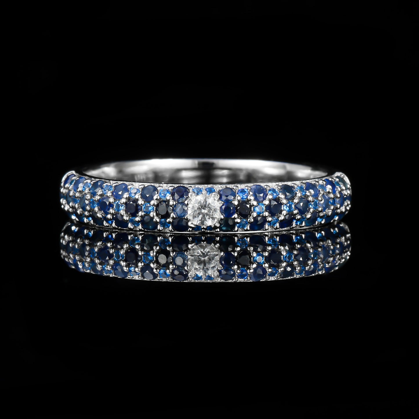 Lab Created Diamond sapphire ring s925 sterling silver full diamond fashion temperament ring