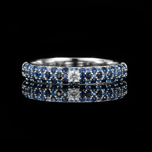 Bague saphir en diamant créé en laboratoire, en argent sterling s925, bague de tempérament à la mode 