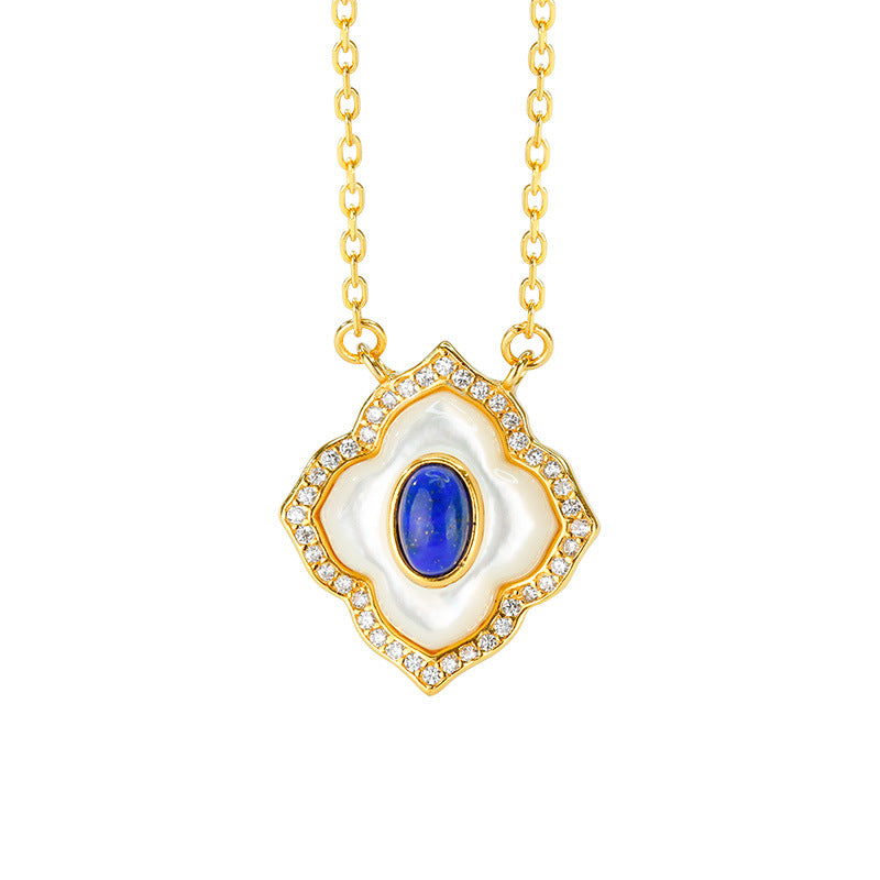 Ensemble de collier et boucles d'oreilles en argent S925 incrusté de Lapis lazuli blanc Fritillaria