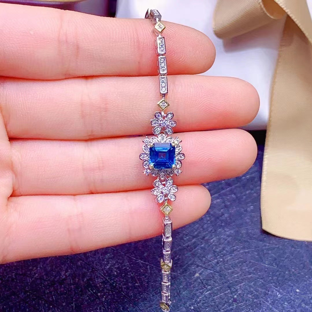 [DF]Square Blue Topaz Bracelet - Vintage Charm, Valentine's Day Gift