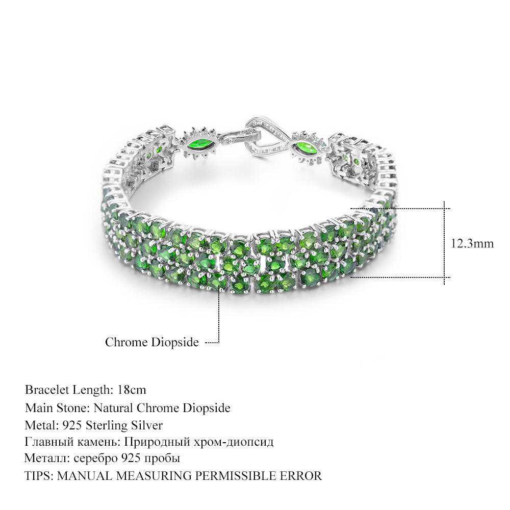 Bracelet en grenat naturel incrusté d'argent s925, couleur naturelle, trésor