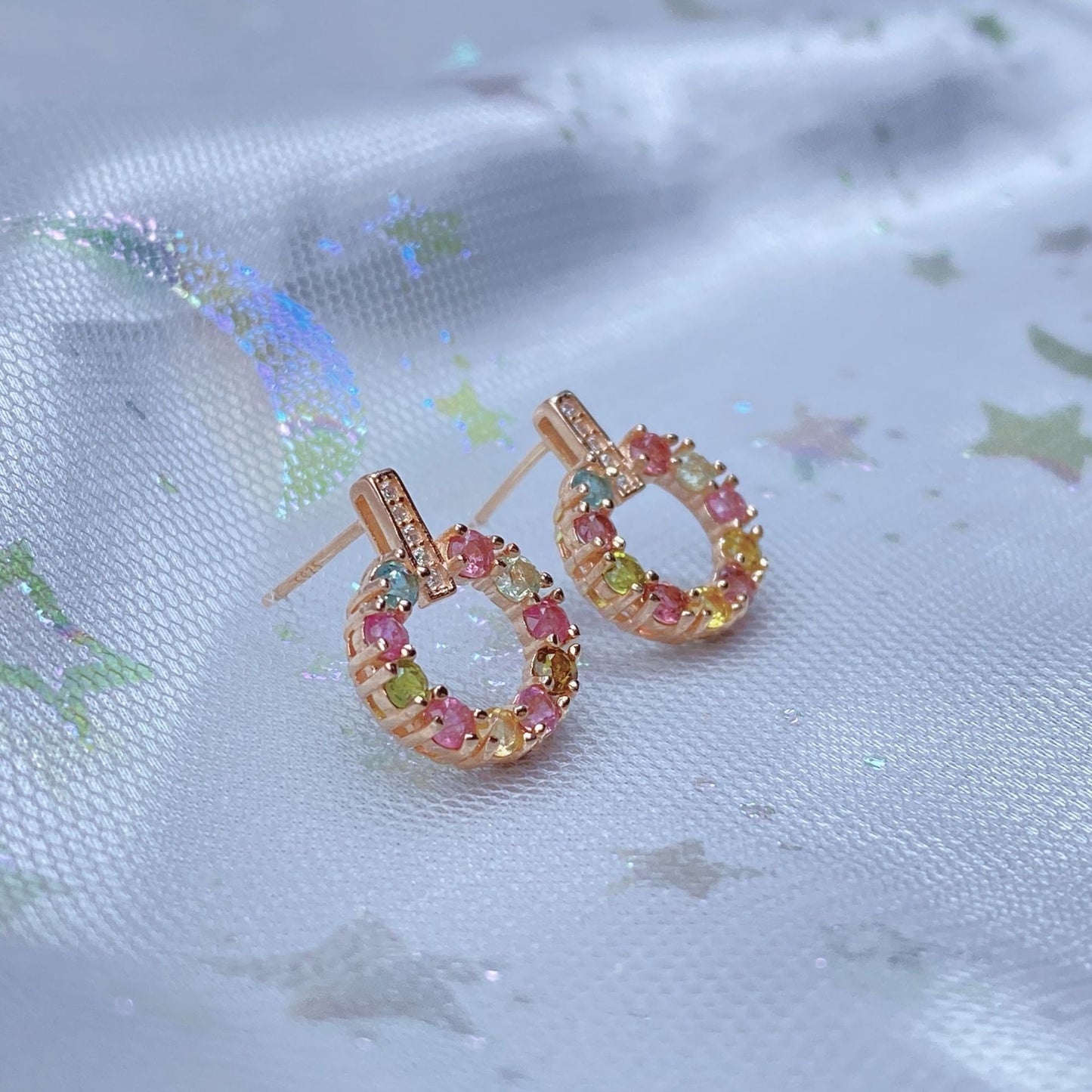 Donas de caramelo, pendientes de turmalina, pendientes de nicho versátiles para mujer, joyas de color natural con incrustaciones de plata 925