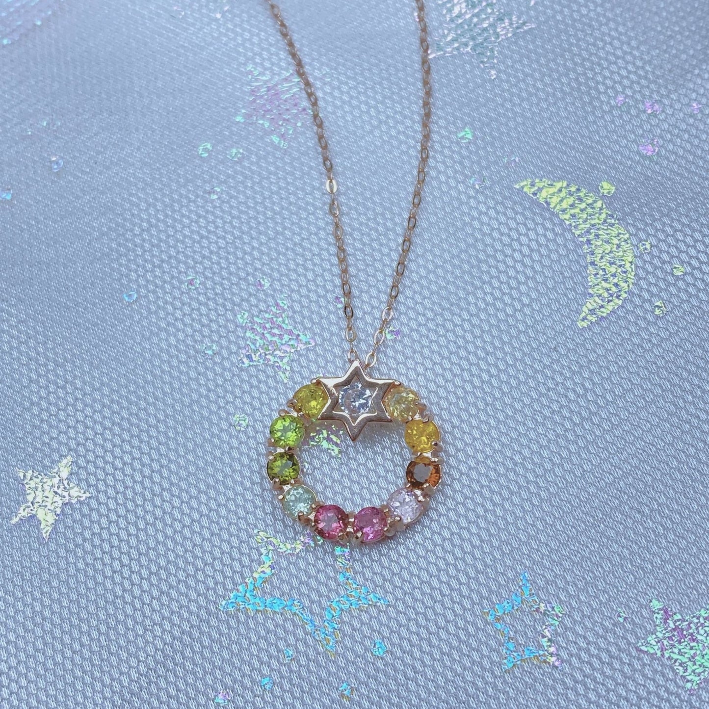 Candy colored donut tourmaline pendant for women's versatile niche design sense necklace s925 silver color treasure necklace