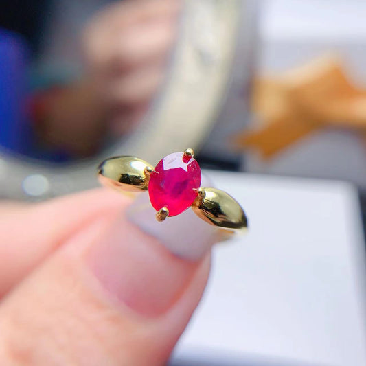 [DF]New Fired Ruby Ring - Minimalist Elegance with Pigeon Blood Red Hue