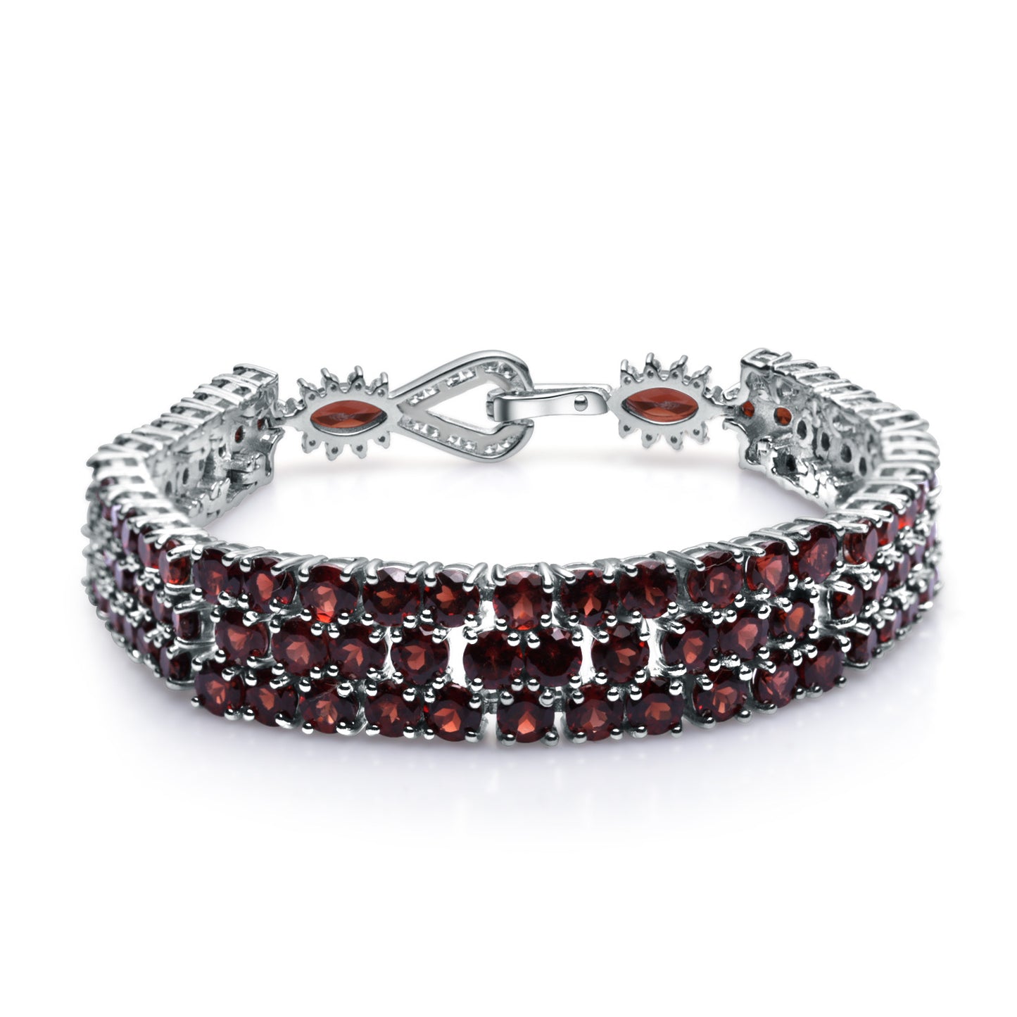 Natural Garnet Bracelet s925 Silver Inlaid Natural Color Treasure Bracelet