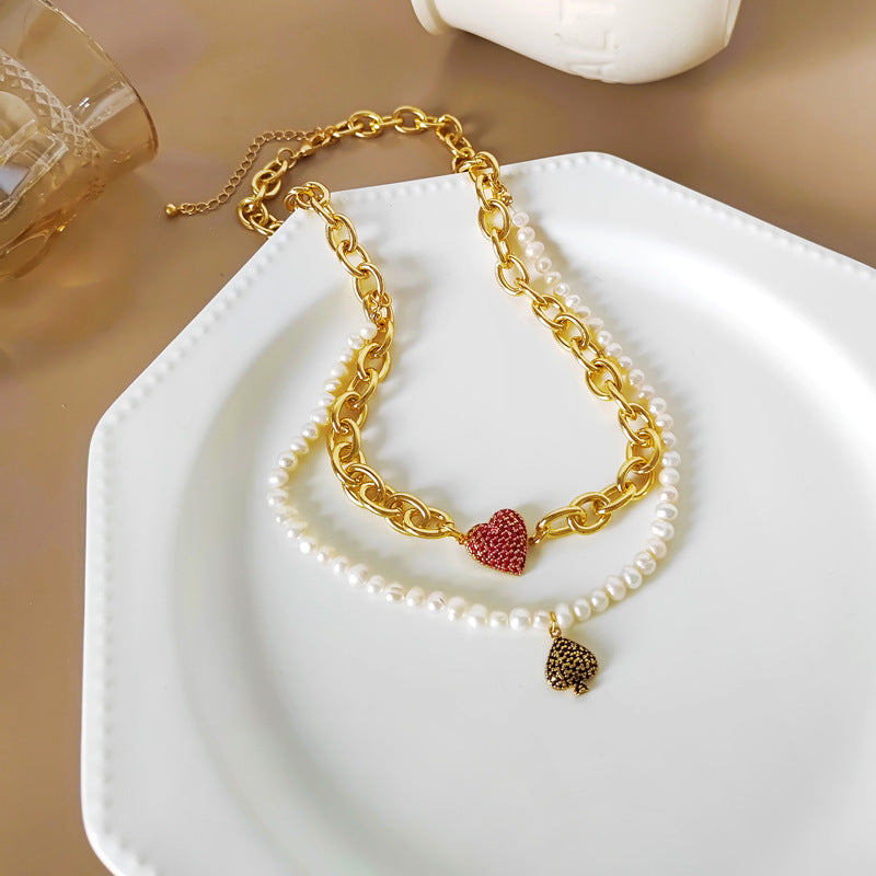 [DF]Copper Plated Real Gold Baroque Style Pearl Necklace: A Fashion Statement for Trendsetters