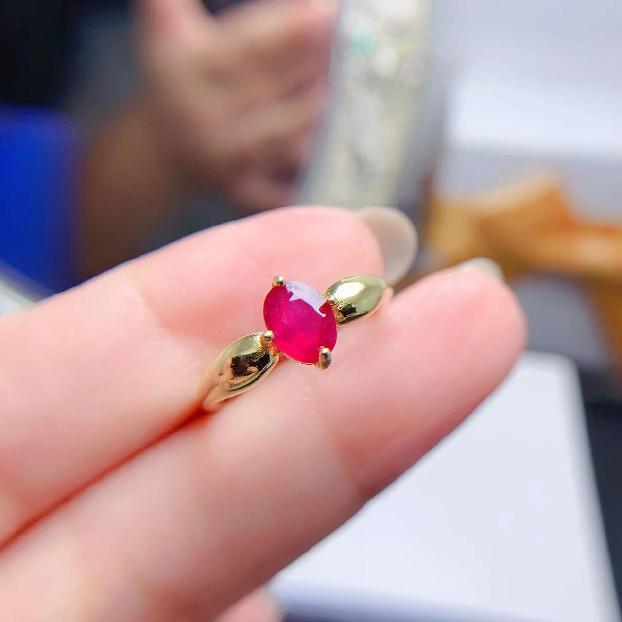 [DF]New Fired Ruby Ring - Minimalist Elegance with Pigeon Blood Red Hue