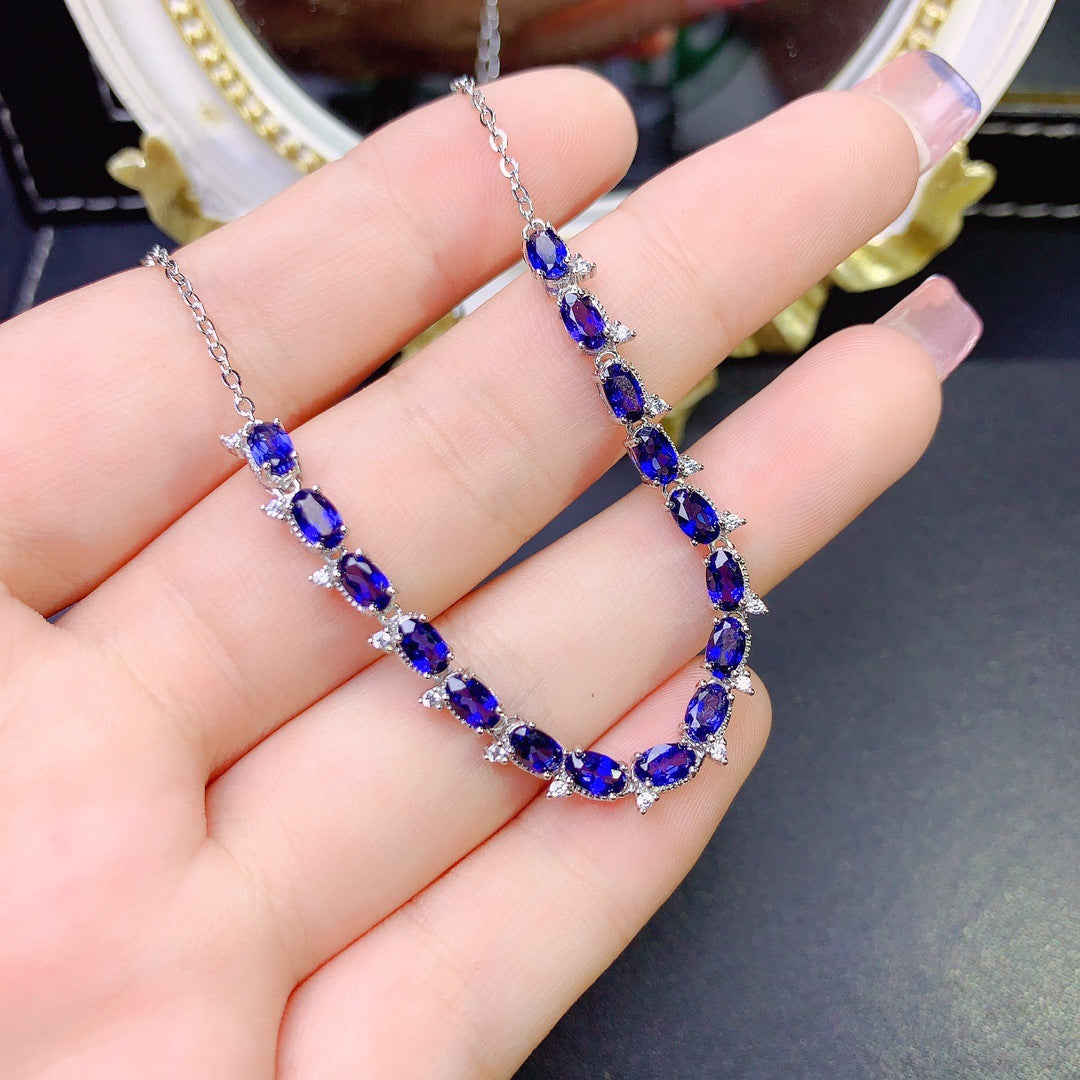 Natural sapphire bracelet S925 silver inlaid main stone 3*5 sales