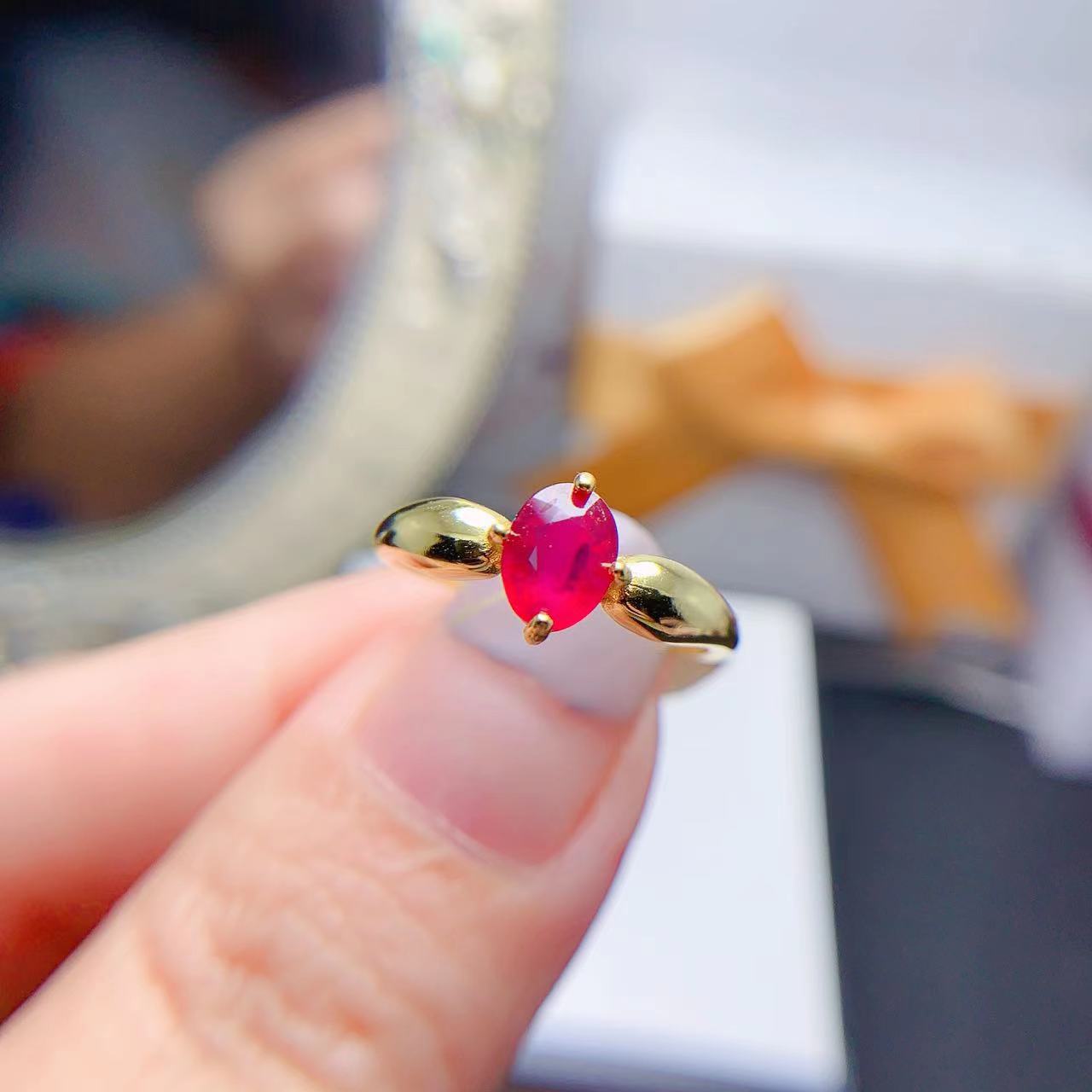 [DF]New Fired Ruby Ring - Minimalist Elegance with Pigeon Blood Red Hue