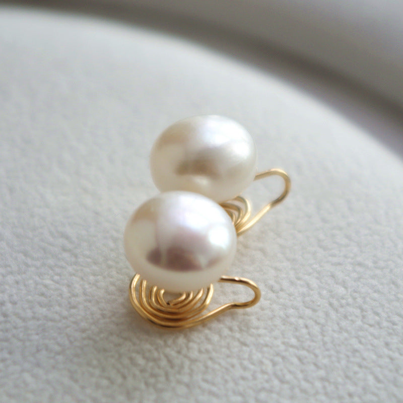 [DF]Simplicity Blossom: Non-Pierced Freshwater Pearl Clip Earrings - Subtle Pink