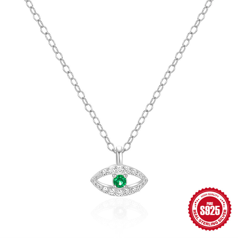 Collar de diamantes con forma de ojo a juego diario en plata esterlina S925