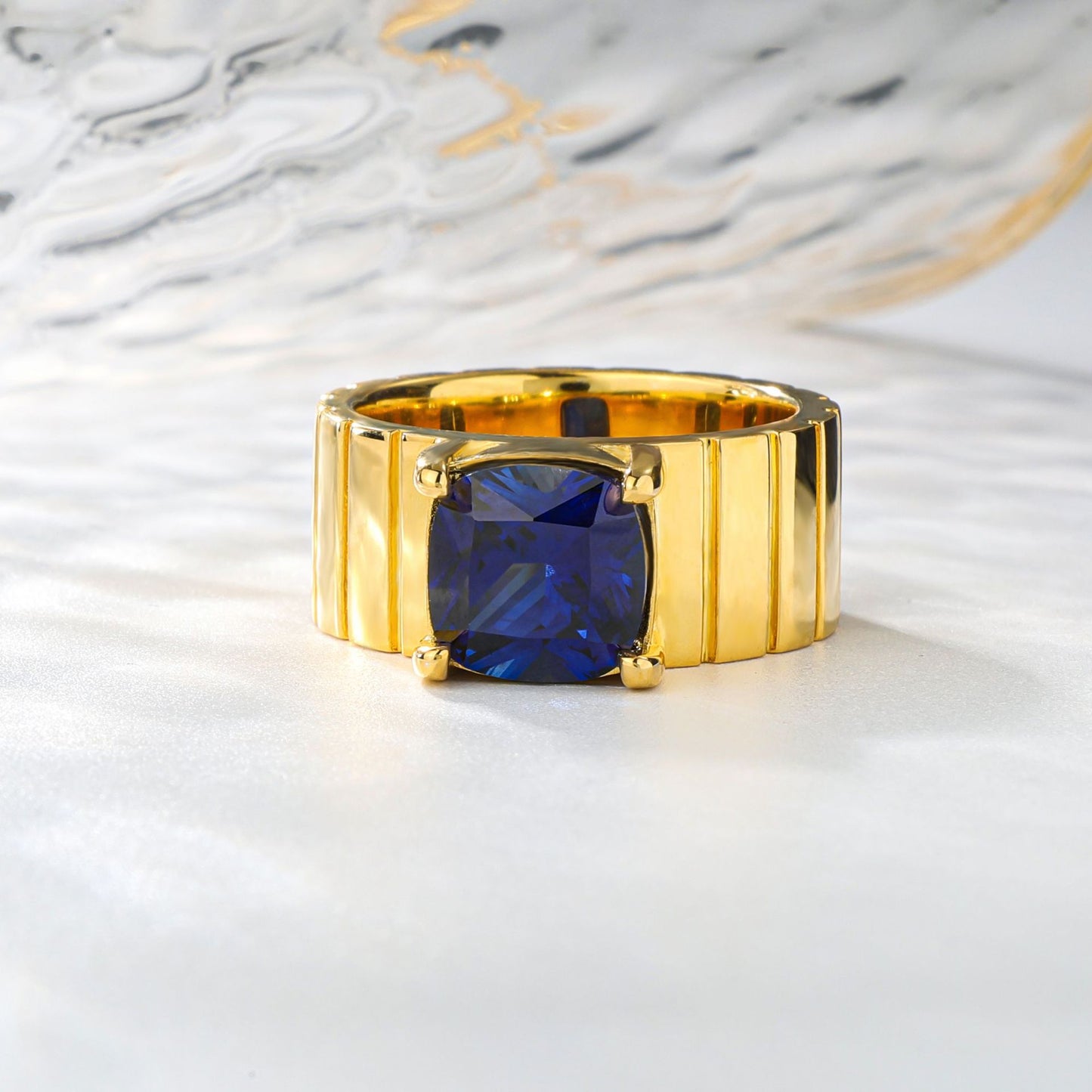 Culture de couleur de la bague de gemme Simple personnalité S925 bague de gemme bleue en argent