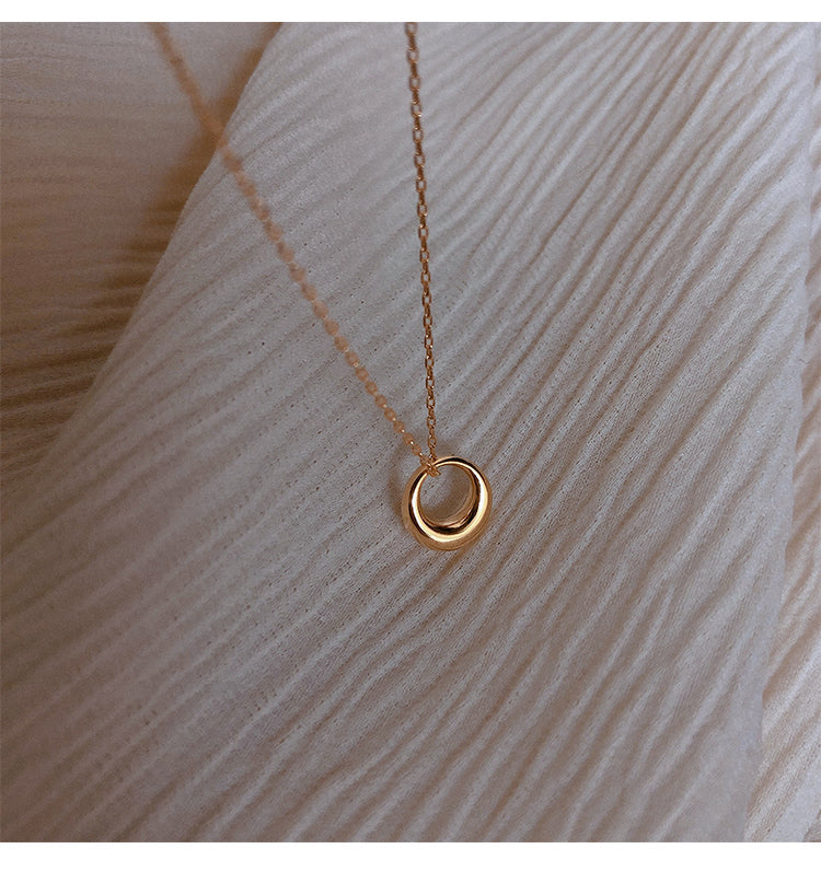 [DF]925 sterling silver 2023 new geometric circle necklace female ins simple clavicle chain niche design cold wind