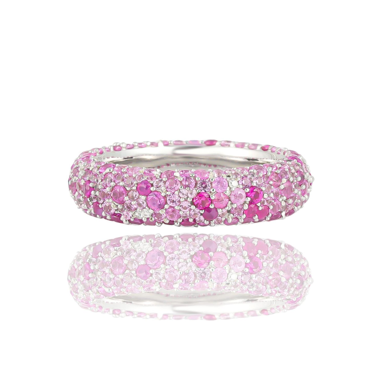 Bague dégradé de pierres précieuses colorées avec conception de niche féminine bague d'index en argent 925