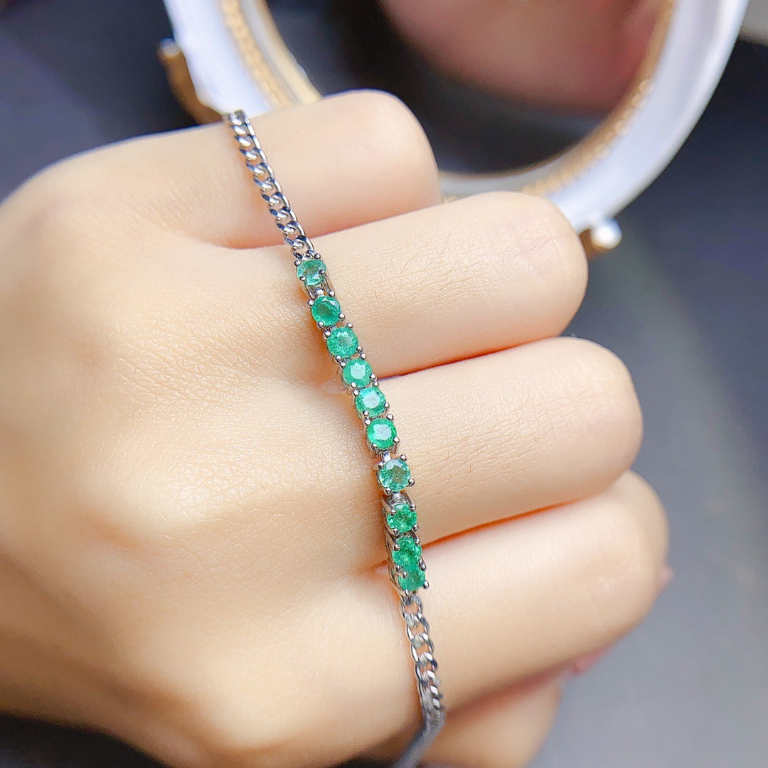 Natural emerald Bracelet S925 silver set main stone 3*3