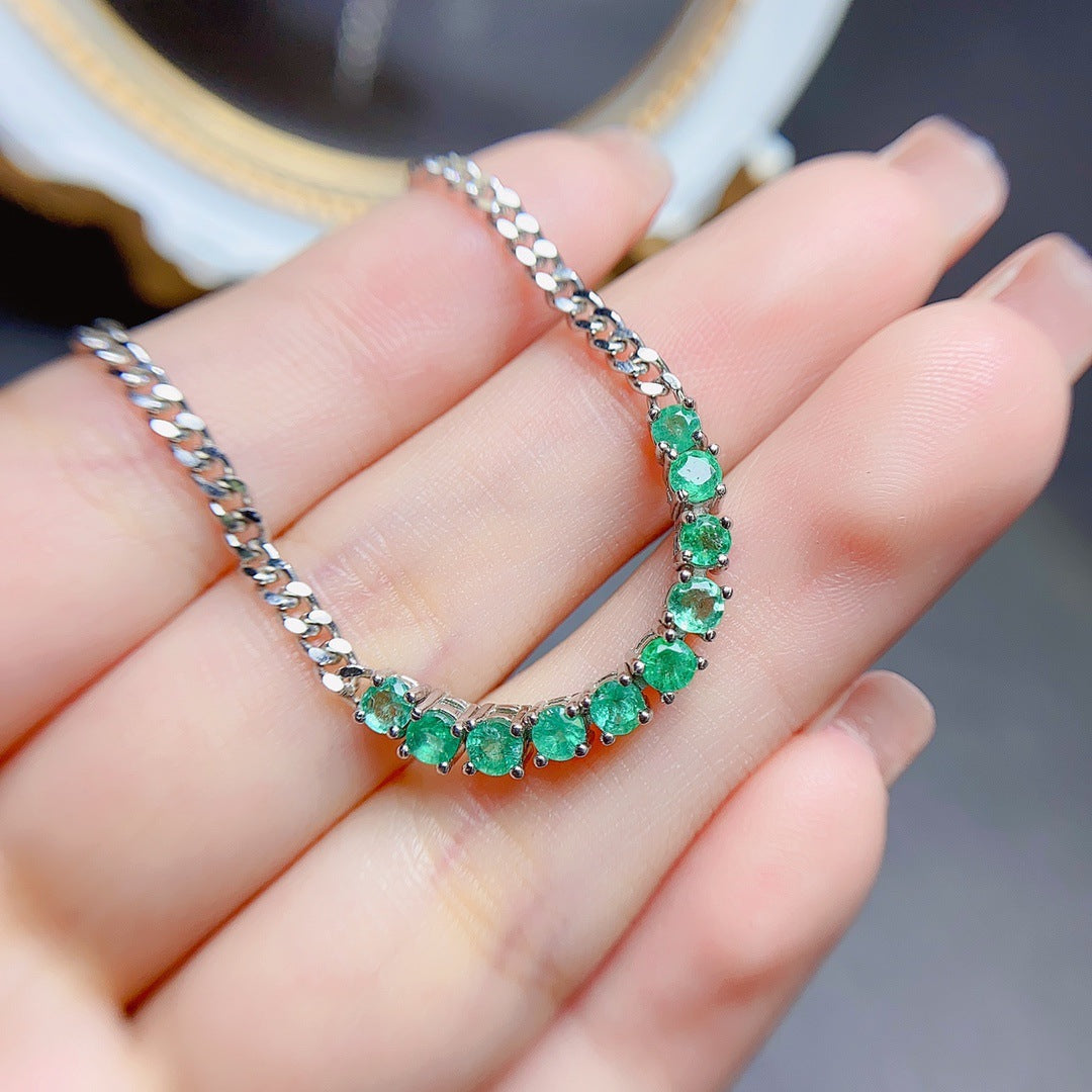 Natural emerald Bracelet S925 silver set main stone 3*3