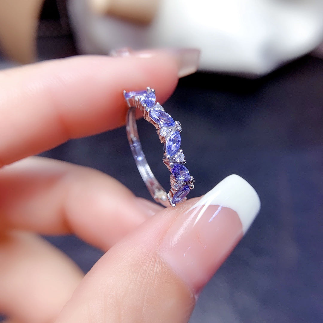 Natural Tanzanite ring S925 silver set main stone