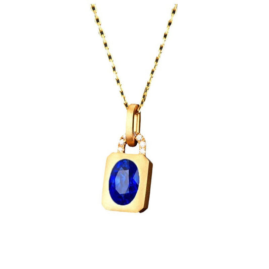 Collier Collier Saphir Bleu Royal en Argent 925