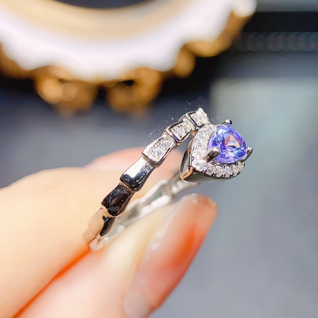 Natural Tanzanite ring S925 silver set main stone