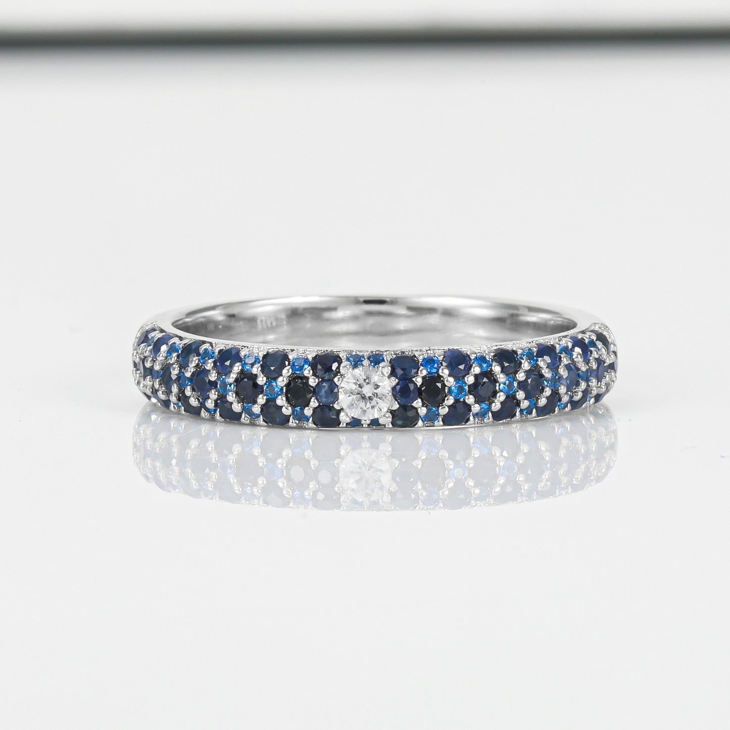 Lab Created Diamond sapphire ring s925 sterling silver full diamond fashion temperament ring