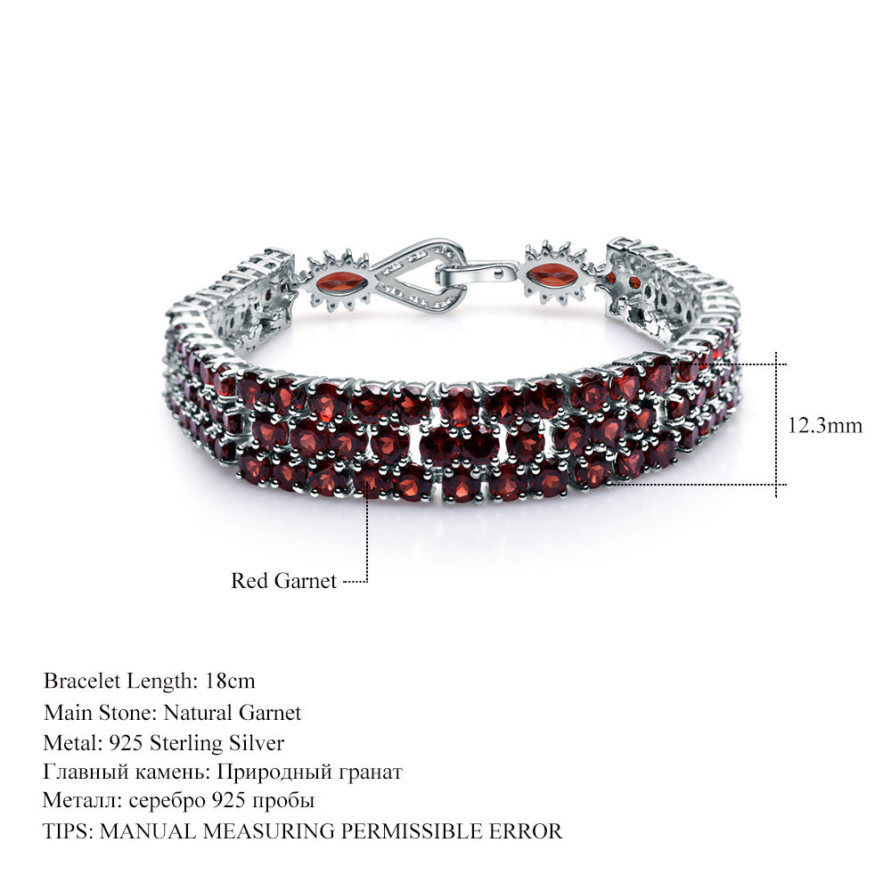 Natural Garnet Bracelet s925 Silver Inlaid Natural Color Treasure Bracelet