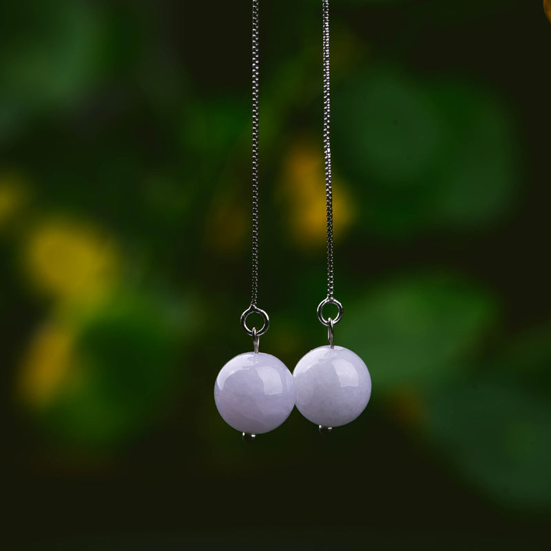 Pendientes de jade natural con cuentas de transferencia de aceite violeta y verde, colgante pequeño