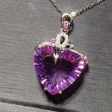 Natural amethyst pendant s925 silver collarbone chain necklace