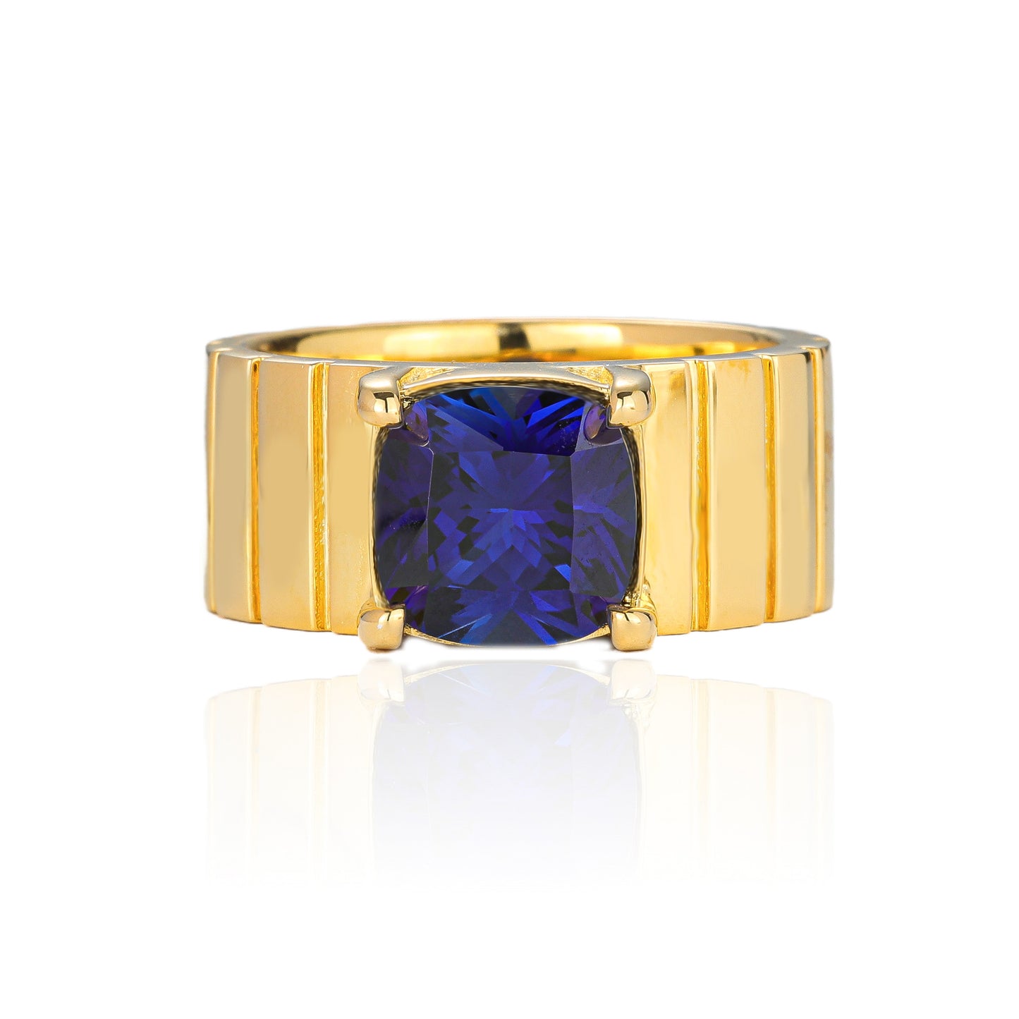 Culture de couleur de la bague de gemme Simple personnalité S925 bague de gemme bleue en argent