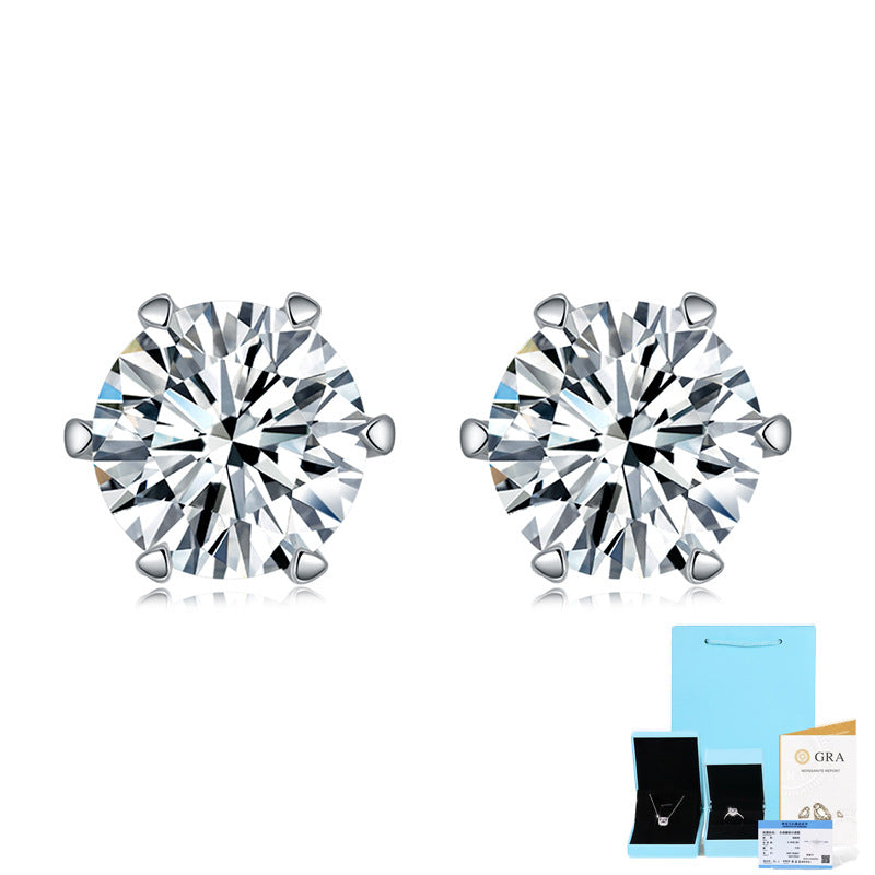 Pendientes de plata S925 para mujer, regalo de piedra Mosan, joyería, pendientes de seis garras