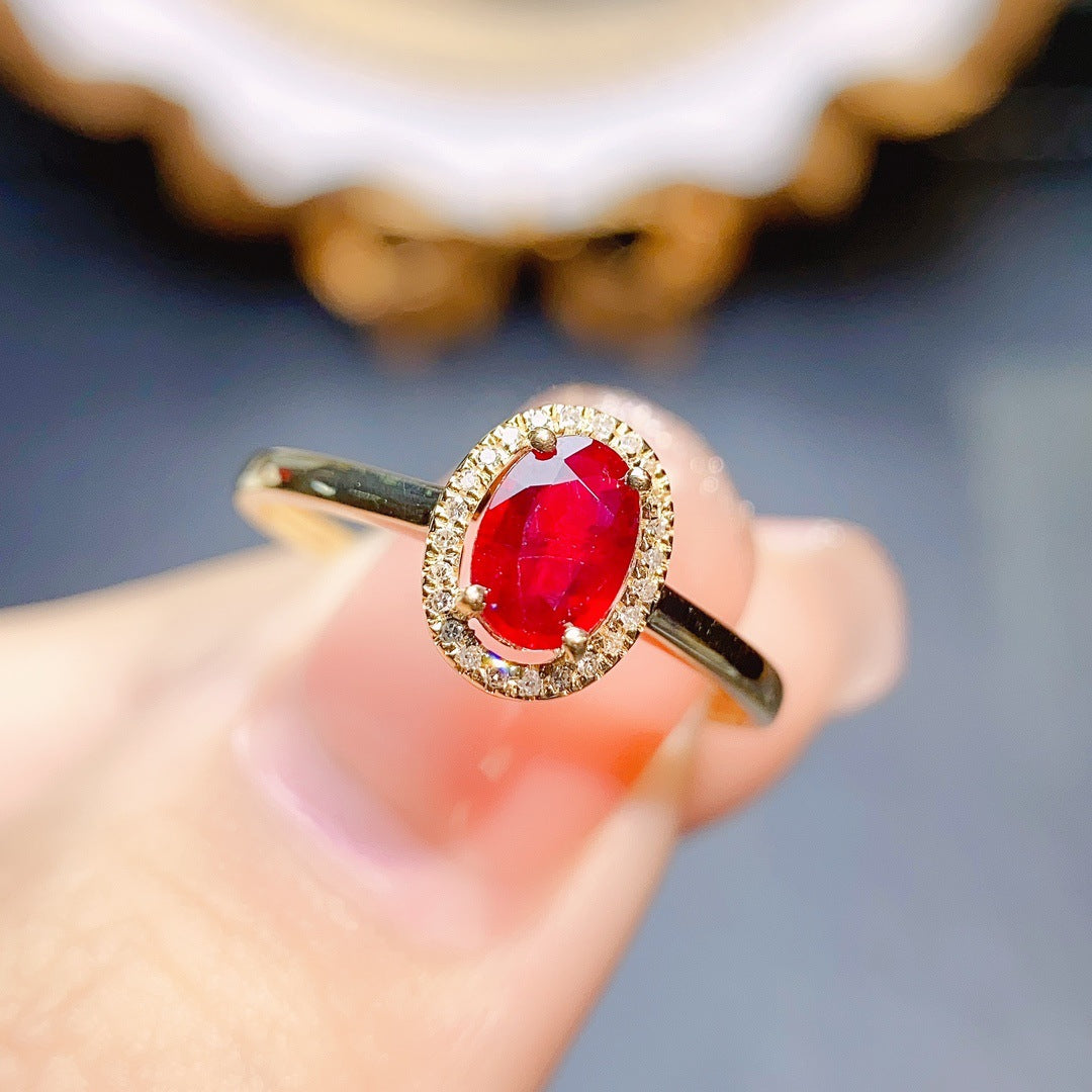 Natural ruby ring 18K gold set main stone 4*6 selling