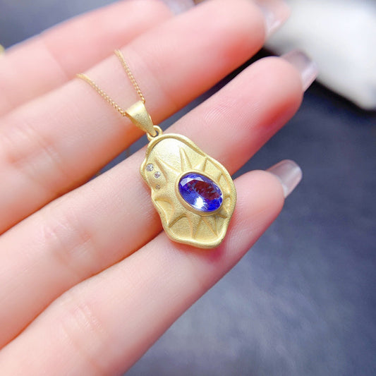 Natural Tanzanite pendant S925 silver inlaid main stone