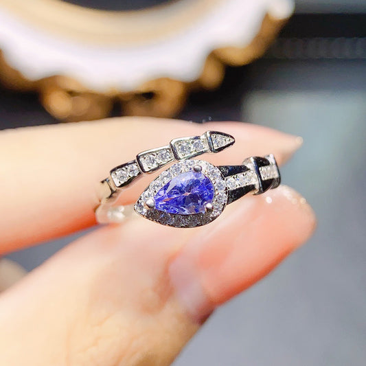 Natural Tanzanite ring S925 silver set main stone