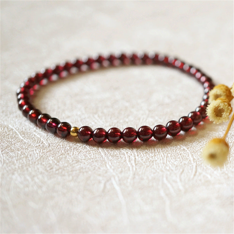 Bracelet en grenade naturelle, petites particules, vin naturel, Bracelet en grenade rouge