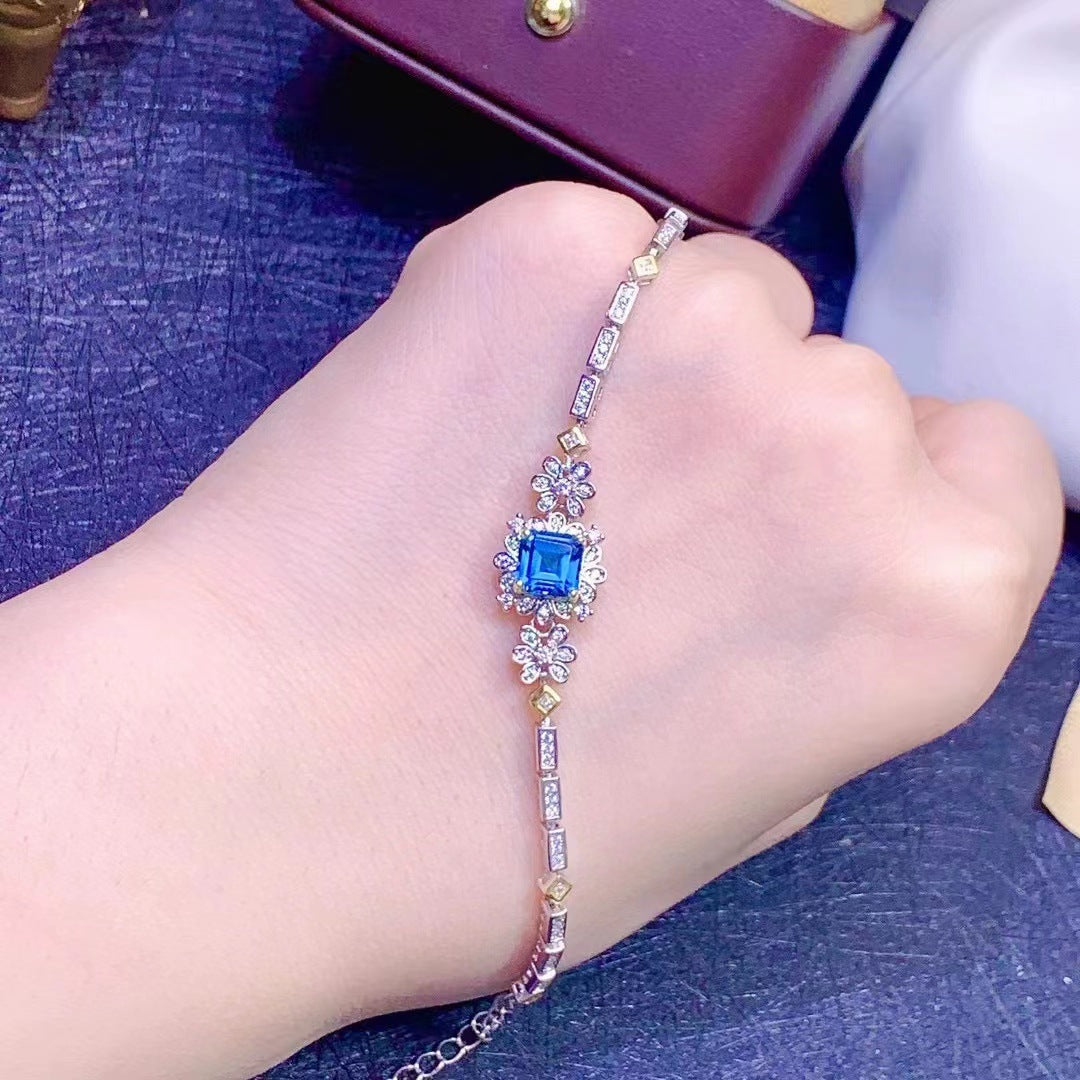 [DF]Square Blue Topaz Bracelet - Vintage Charm, Valentine's Day Gift