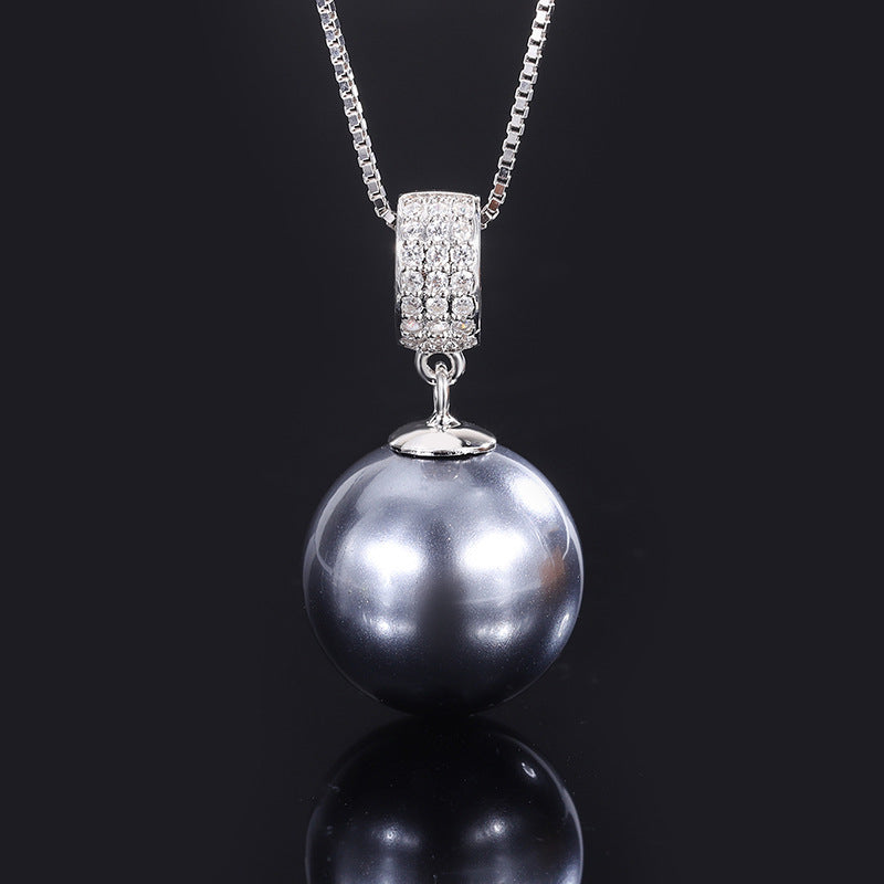 S925 Silver Inlaid Aube Mother Zhen Retro Women's Pearl Pendant Necklace Birthday Gift 16mm