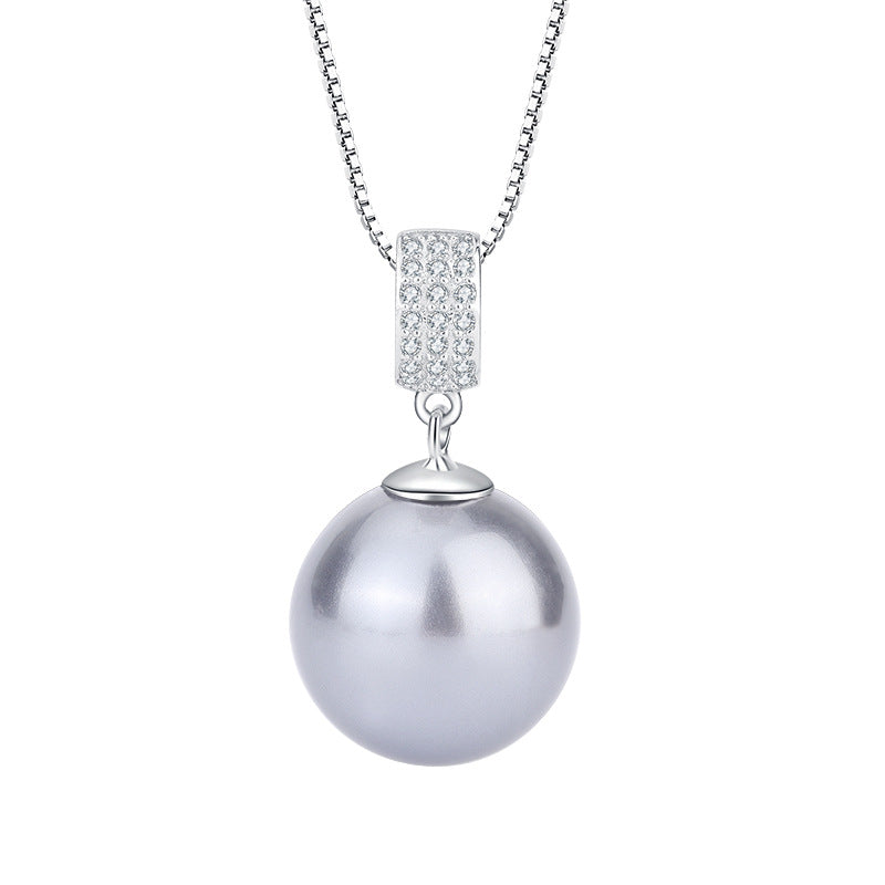 S925 Silver Inlaid Aube Mother Zhen Retro Women's Pearl Pendant Necklace Birthday Gift 16mm