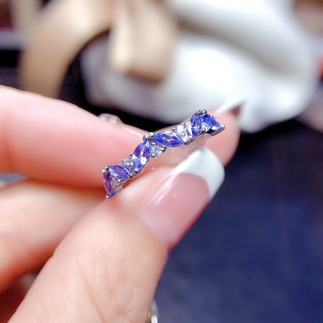 Natural Tanzanite ring S925 silver set main stone