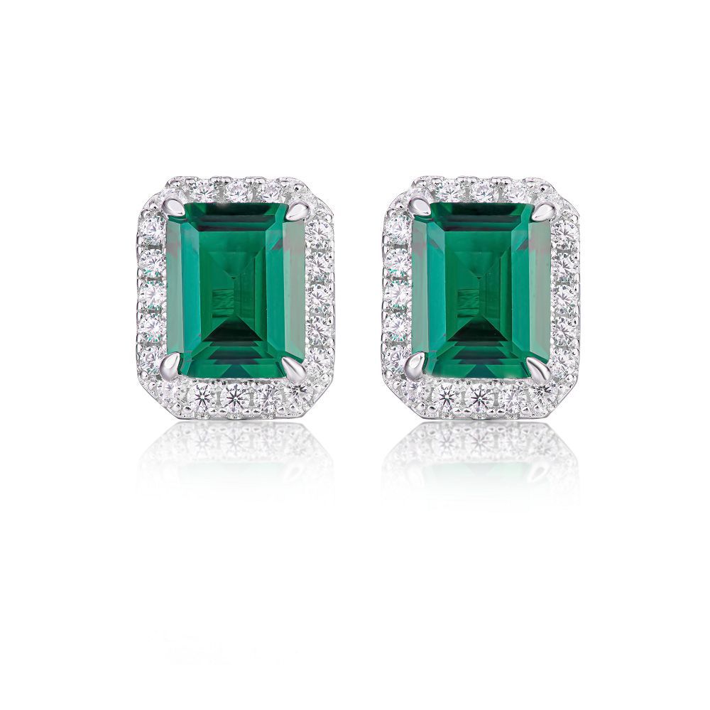 2023 New 3-Carat Emerald Earrings for Women High Carbon Diamond Euro American Full Diamond S925 Sterling Silver Earrings